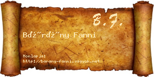 Bárány Fanni névjegykártya