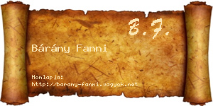 Bárány Fanni névjegykártya