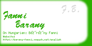 fanni barany business card